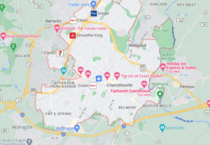 Charlottesville VA on the map